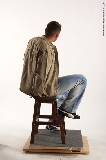 Casual Man White Sitting poses - simple Muscular Short Brown Sitting poses - ALL Academic