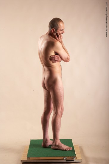 Nude Man White Standing poses - ALL Slim Bald Standing poses - simple Realistic