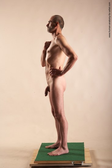 Nude Man White Standing poses - ALL Slim Bald Standing poses - simple Realistic