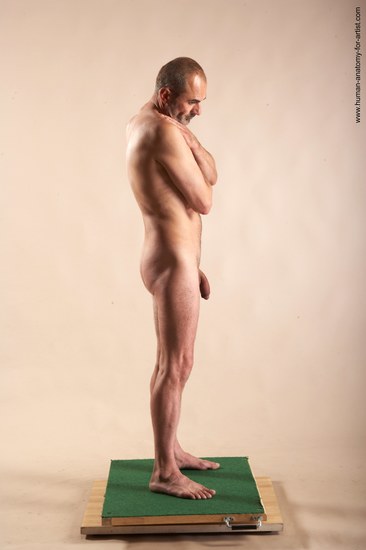 Nude Man White Standing poses - ALL Slim Bald Standing poses - simple Realistic