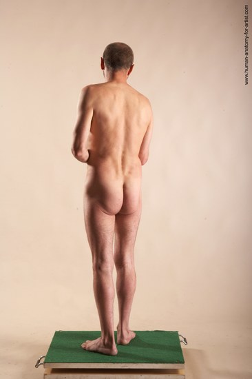 Nude Man White Standing poses - ALL Slim Bald Standing poses - simple Realistic