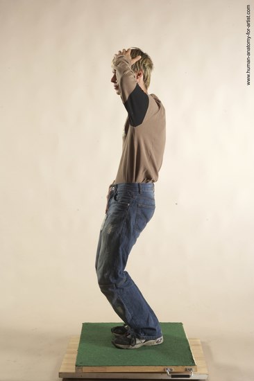 Casual Man White Standing poses - ALL Slim Short Brown Standing poses - simple Academic