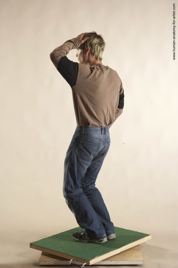 Casual Man White Standing poses - ALL Slim Short Brown Standing poses - simple Academic