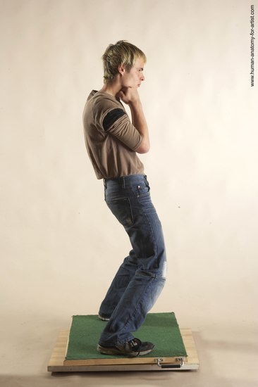 Casual Man White Standing poses - ALL Slim Short Brown Standing poses - simple Academic