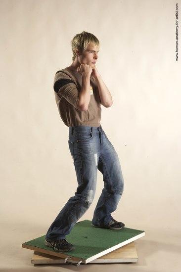 Casual Man White Standing poses - ALL Slim Short Brown Standing poses - simple Academic