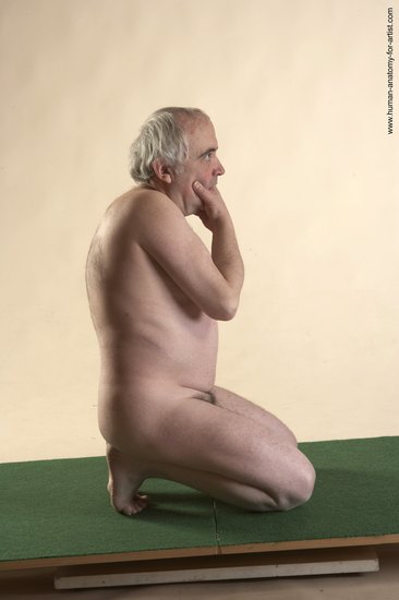 Nude Man White Kneeling poses - ALL Average Bald Grey Kneeling poses - on both knees Realistic