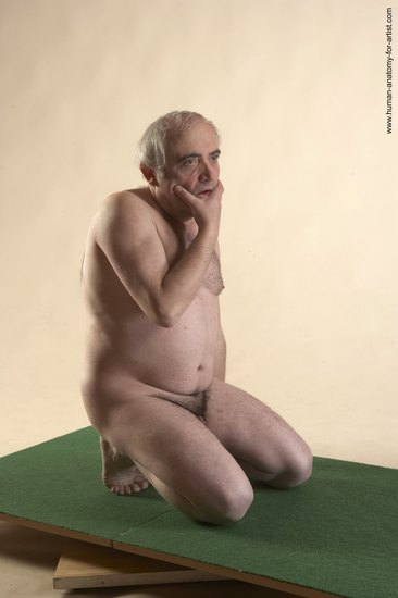 Nude Man White Kneeling poses - ALL Average Bald Grey Kneeling poses - on both knees Realistic