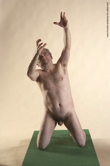 Nude Man White Kneeling poses - ALL Average Bald Grey Kneeling poses - on both knees Realistic