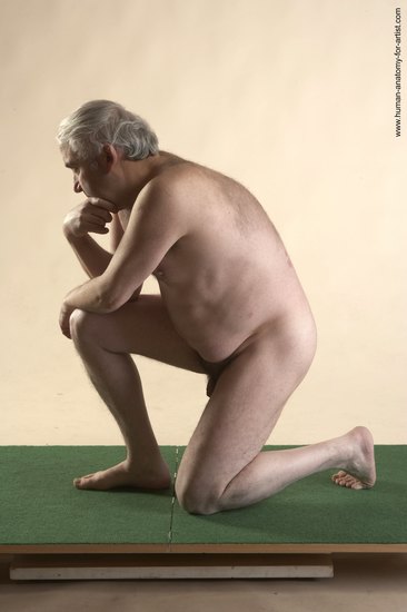 Nude Man White Kneeling poses - ALL Average Bald Grey Kneeling poses - on both knees Realistic