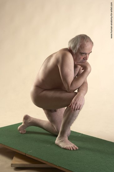 Nude Man White Kneeling poses - ALL Average Bald Grey Kneeling poses - on both knees Realistic