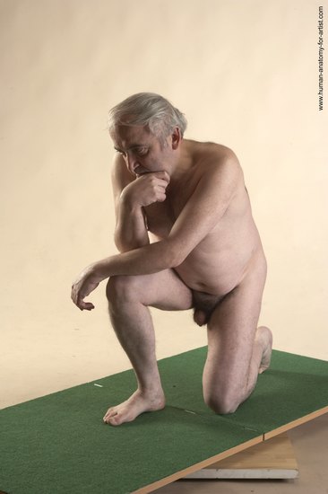 Nude Man White Kneeling poses - ALL Average Bald Grey Kneeling poses - on both knees Realistic