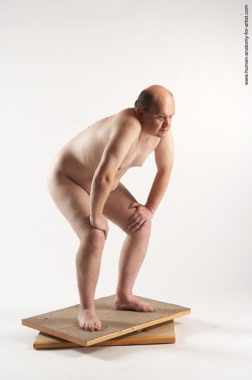 Nude Man White Standing poses - ALL Overweight Bald Brown Standing poses - simple Realistic