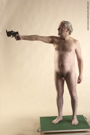 Nude Fighting with gun Man White Standing poses - ALL Average Bald Grey Standing poses - simple Realistic