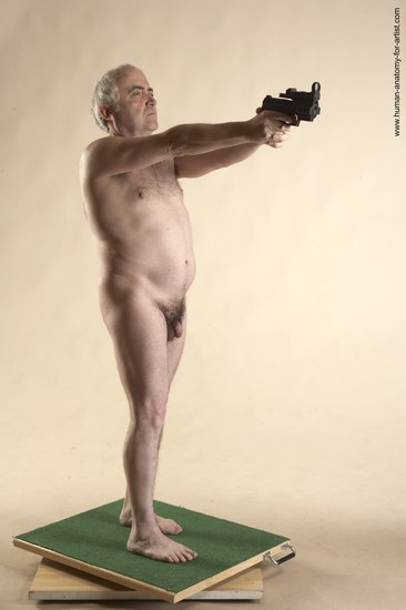 Nude Fighting with gun Man White Standing poses - ALL Average Bald Grey Standing poses - simple Realistic