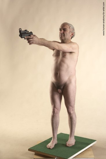 Nude Fighting with gun Man White Standing poses - ALL Average Bald Grey Standing poses - simple Realistic