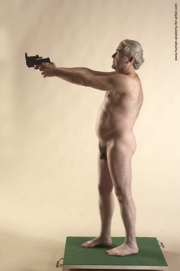 Nude Fighting with gun Man White Standing poses - ALL Average Bald Grey Standing poses - simple Realistic