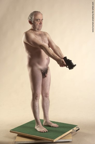 Nude Fighting with gun Man White Standing poses - ALL Average Bald Grey Standing poses - simple Realistic