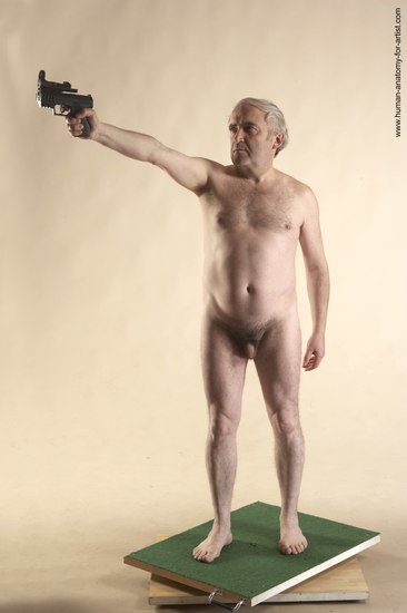 Nude Fighting with gun Man White Standing poses - ALL Average Bald Grey Standing poses - simple Realistic