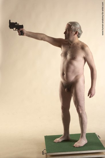 Nude Fighting with gun Man White Standing poses - ALL Average Bald Grey Standing poses - simple Realistic