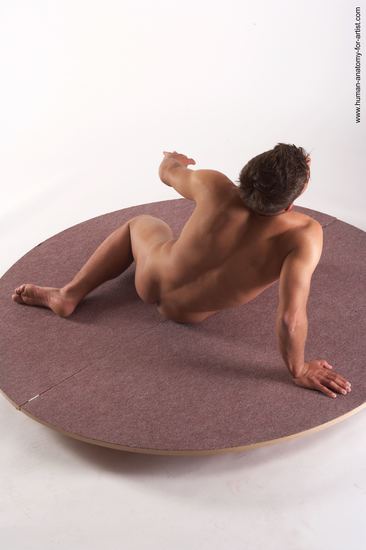 Nude Man White Sitting poses - simple Slim Short Brown Sitting poses - ALL Realistic