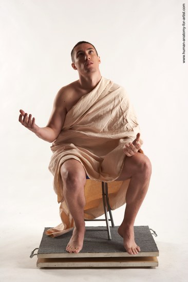 Drape Man White Kneeling poses - ALL Average Short Brown Kneeling poses - on one knee Academic