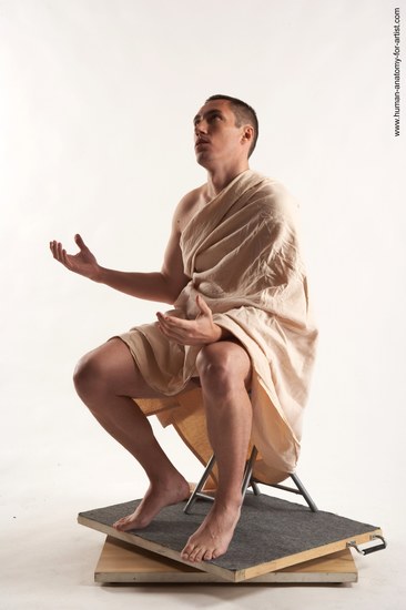 Drape Man White Kneeling poses - ALL Average Short Brown Kneeling poses - on one knee Academic