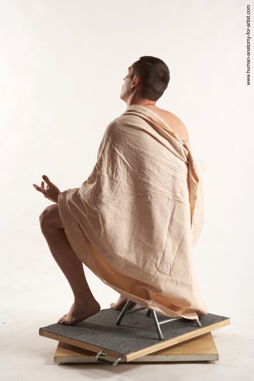 Drape Man White Kneeling poses - ALL Average Short Brown Kneeling poses - on one knee Academic