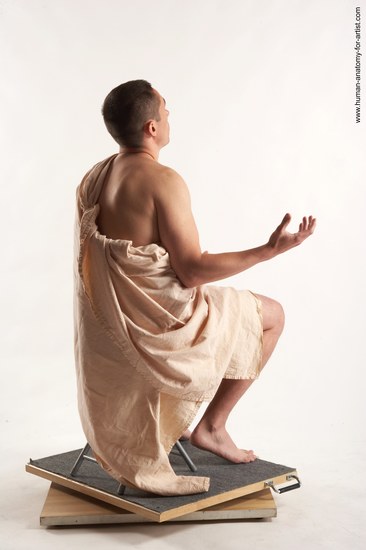 Drape Man White Kneeling poses - ALL Average Short Brown Kneeling poses - on one knee Academic