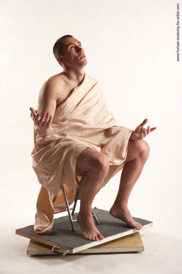 Drape Man White Sitting poses - simple Average Short Brown Sitting poses - ALL Academic