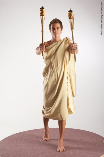 Drape Holding Man White Standing poses - ALL Athletic Short Brown Standing poses - simple Academic