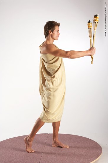 Drape Holding Man White Standing poses - ALL Athletic Short Brown Standing poses - simple Academic