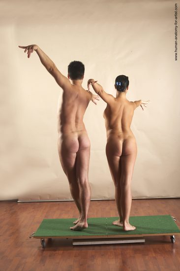 Nude Woman - Man White Standing poses - ALL Slim Short Brown Standing poses - simple Realistic