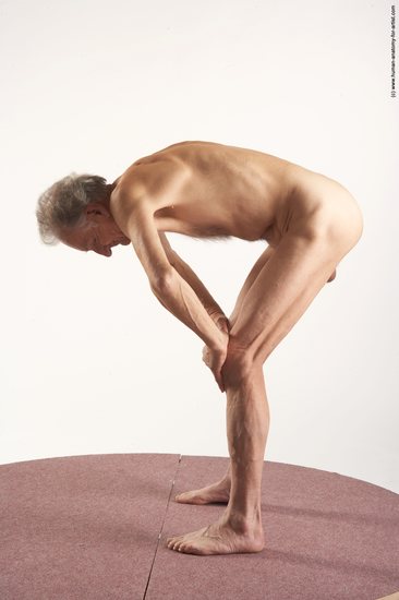 and more Nude Man White Standing poses - ALL Slim Bald Grey Standing poses - bend over Realistic