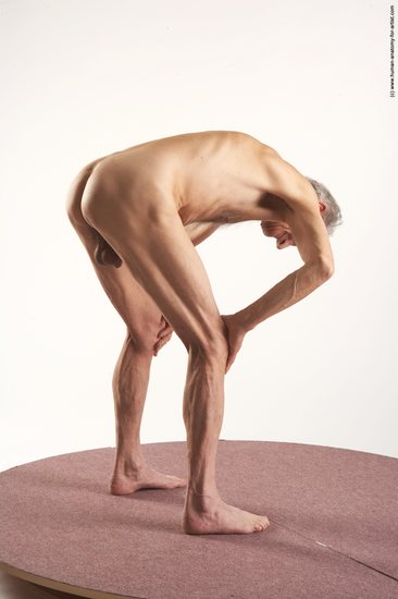 and more Nude Man White Standing poses - ALL Slim Bald Grey Standing poses - bend over Realistic