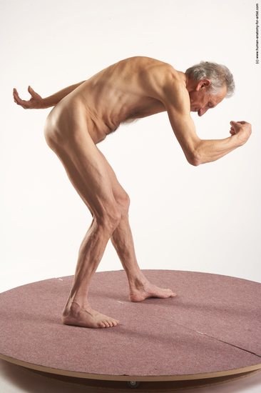 and more Nude Man White Standing poses - ALL Slim Bald Grey Standing poses - bend over Realistic