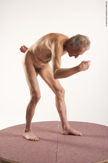 and more Nude Man White Standing poses - ALL Slim Bald Grey Standing poses - bend over Realistic