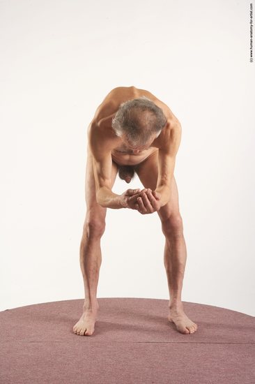 and more Nude Man White Standing poses - ALL Slim Bald Grey Standing poses - bend over Realistic