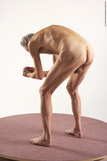 and more Nude Man White Standing poses - ALL Slim Bald Grey Standing poses - bend over Realistic