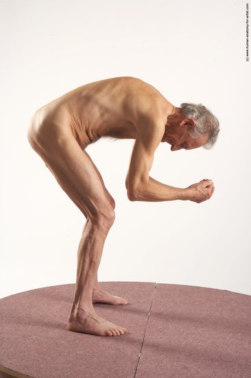 and more Nude Man White Standing poses - ALL Slim Bald Grey Standing poses - bend over Realistic