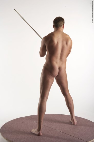 Nude Fighting with sword Man White Kneeling poses - ALL Average Short Brown Kneeling poses - on both knees Realistic