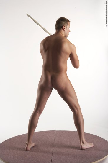 Nude Fighting with sword Man White Kneeling poses - ALL Average Short Brown Kneeling poses - on both knees Realistic