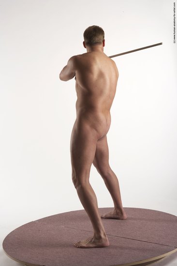 Nude Fighting with sword Man White Kneeling poses - ALL Average Short Brown Kneeling poses - on both knees Realistic