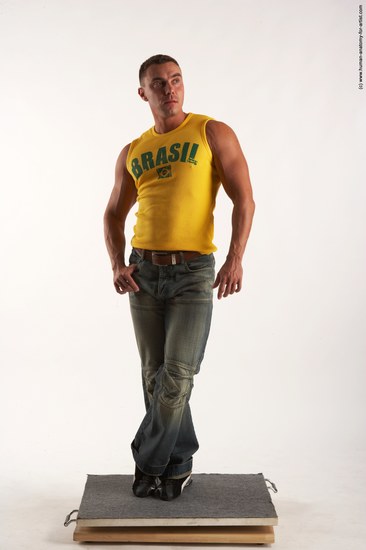 Casual Man White Standing poses - ALL Muscular Short Brown Standing poses - simple Academic