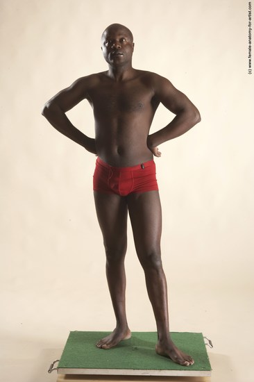 Underwear Man Black Standing poses - ALL Average Bald Standing poses - simple Academic