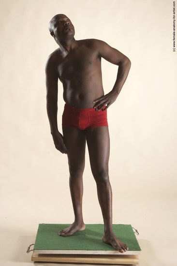 Underwear Man Black Standing poses - ALL Average Bald Standing poses - simple Academic