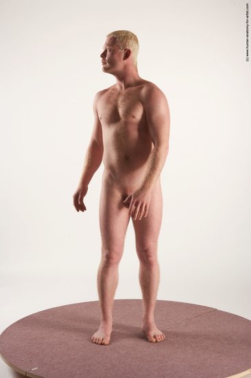 Nude Man White Standing poses - ALL Slim Short Blond Standing poses - simple Realistic