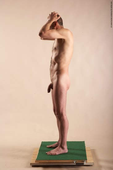 Nude Man White Standing poses - ALL Slim Bald Standing poses - simple Realistic