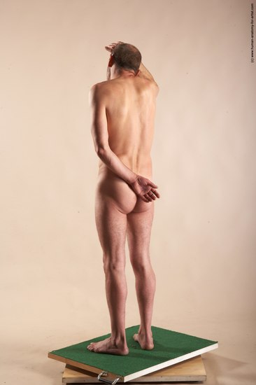 Nude Man White Standing poses - ALL Slim Bald Standing poses - simple Realistic