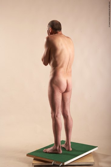 Nude Man White Standing poses - ALL Slim Bald Standing poses - simple Realistic