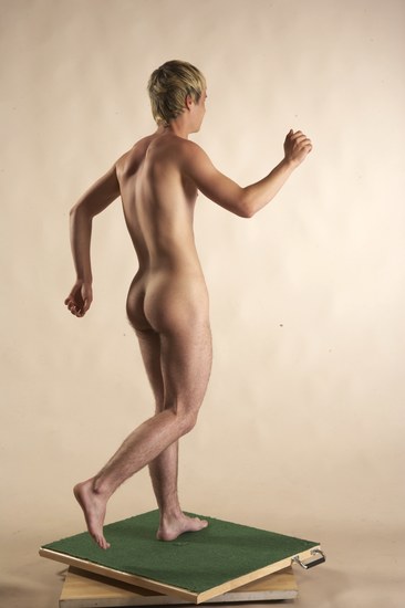 Nude Man White Moving poses Slim Short Brown Realistic